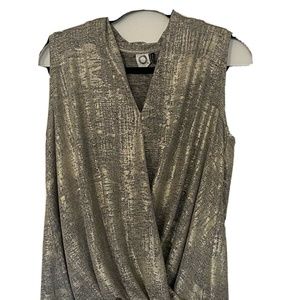 Akemi + Kin Anthropologie Metallic Faux Wrap Tank